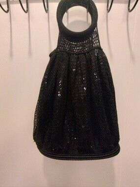 Bebe Black Mesh Sequin Tote Bag